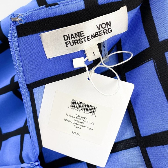 Tailored Midi Pencil Skirt Wesley Windowpane Check Hydrangea Size 4 - Picture 6 of 6